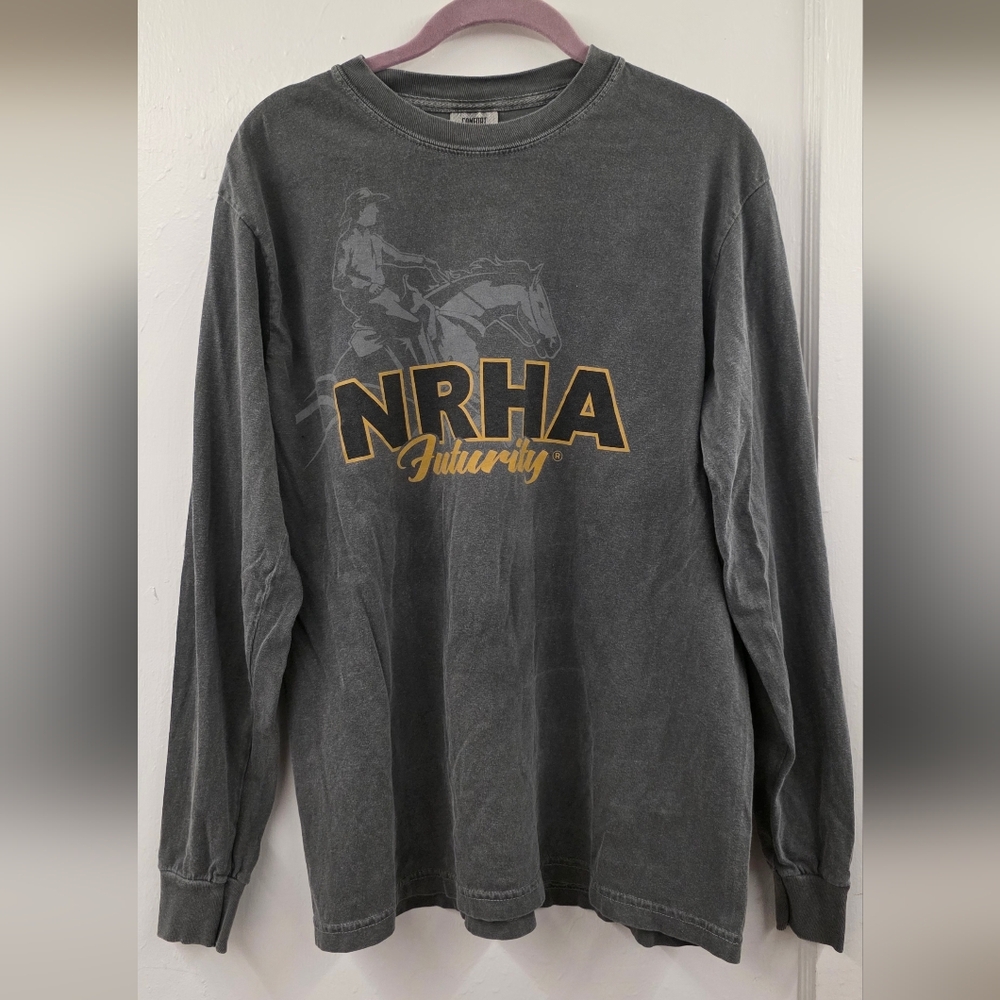 Comfort Colors Charcoal NRHA Futurity Long Sleeve Tee with Gold Logo